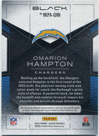 Omarion Hampton 2025 Panini Black 3 Color Patch & Autographed RC #RKPA-OHN 12/249