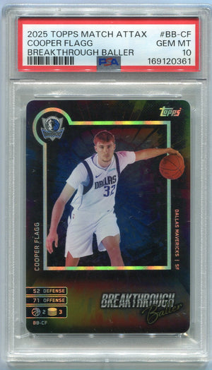 Cooper Flagg 2025 - 2026 Topps Match Attax Breakthrough Baller RC #BB-CF PSA Graded 10