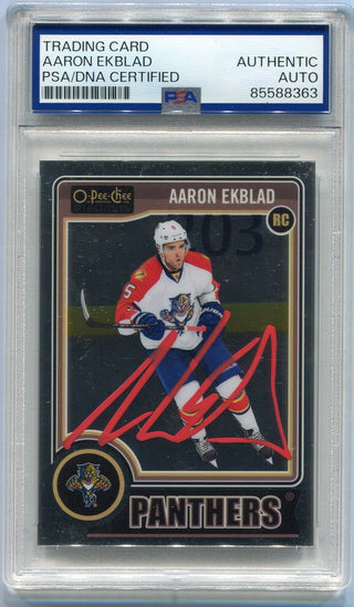 Aaron Ekblad Red Autographed 2014 - 2015 O-Pee-Chee Platinum RC #158 PSA/DNA Certified