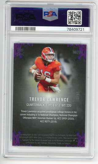 Trevor Lawrence 2021 Wild Card Matte Red Hot Rookie Au-Purple #MRHR1 PSA 9