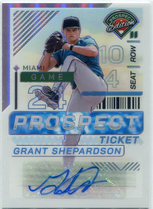 Grant Shepardson 2024 Panini Prospect Edition Prospect Ticket Autographed Silver Prizm RC #83
