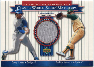 Davey Lopes & Catfish Hunter 2002 Upper Deck World Series Heroes Jersey Card #MU74A
