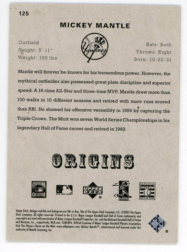 Mickey Mantle 2005 Upper Deck Origins Card #125