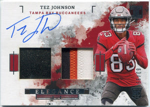 Tez Johnson 2025 Panini Impeccable Elegance Dual Relic & Autographed RC #ELE-TEZ 63/89