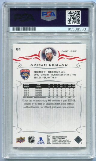 Aaron Ekblad Autographed 2018 - 2019 Upper Deck Card #81 PSA/DNA Certified