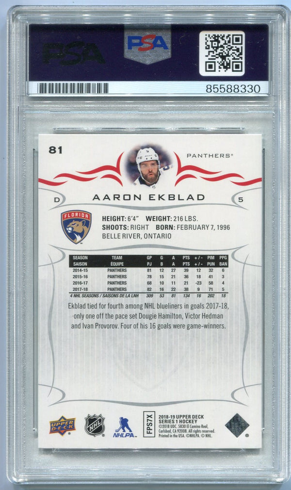 Aaron Ekblad Autographed 2018 - 2019 Upper Deck Card #81 PSA/DNA Certified