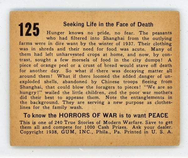 Seeking Life in the Face of Death 1938 Gum #125 Card