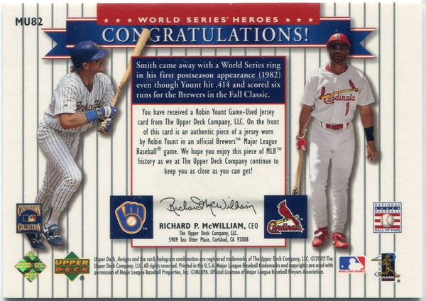 Robin Yount & Ozzie Smith 2002 Upper Deck World Series Heroes Jersey Card #MU82