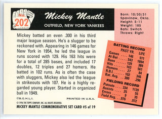 Mickey Mantle 1996 Topps Mickey Mantle Commemorative Set Card #5