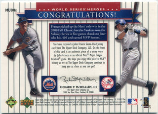 John Franco & Derek Jeter 2002 Upper Deck World Series Heroes Jersey Card #MU00e