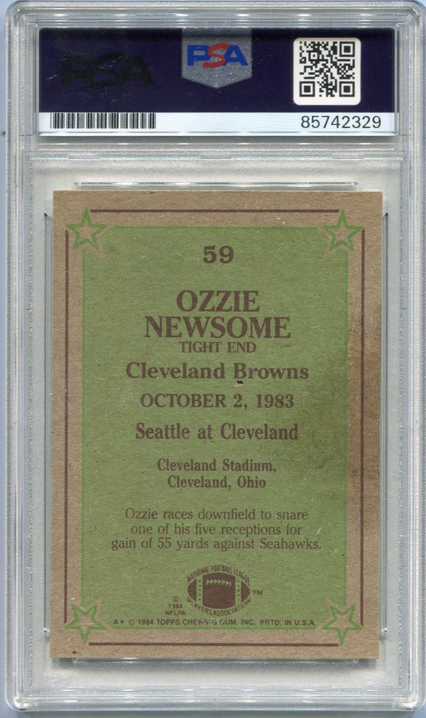 Ozzie Newsome 1984 Topps Autographed W/Inscription Card #58 PSA/DNA Certified Graded 10