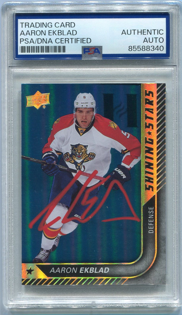 Aaron Ekblad Autographed 2015 - 2016 Upper Deck Shining Stars Blue Parallel Card #SS-1  PSA/DNA Certified