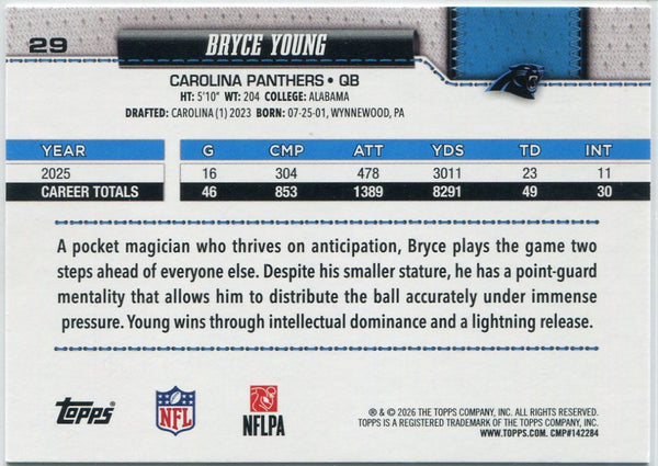 Bryce Young 2026 Topps Flagship Sand Glitter Parallel Card #29