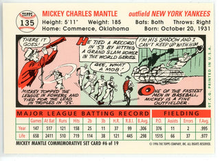 Mickey Mantle 1996 Topps Mickey Mantle Commutative Set Card #19