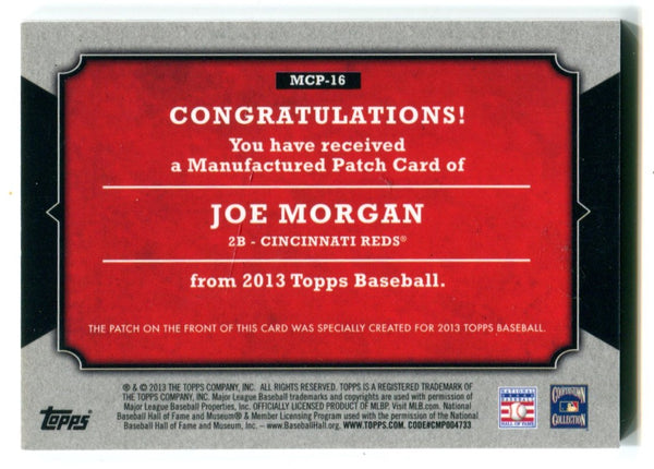 Joe Morgan 20123 Topps Manufactured Patch Card #MCP16