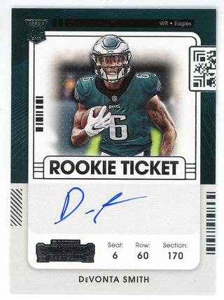 DeVonta Smith Autographed 2021 Panini Contenders Rookie Card #107