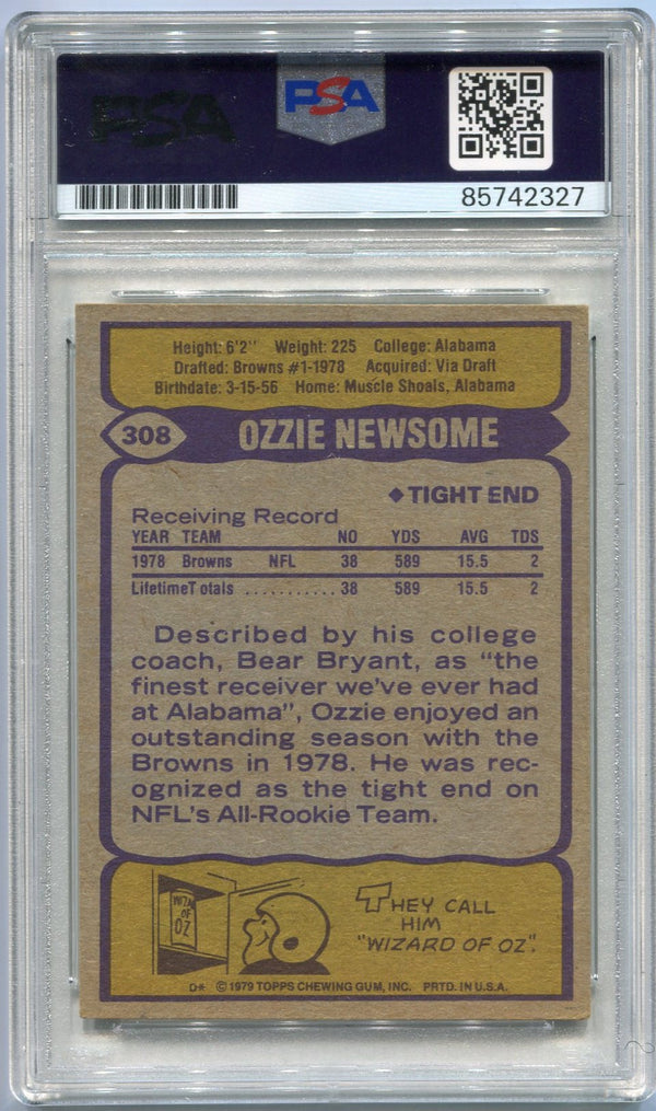 Ozzie Newsome 1979 Topps Autographed W/Inscription Card #308 PSA/DNA Certified Graded 10