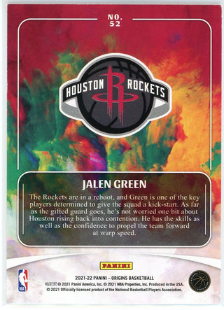 Jalen Green 2021-22 Panini Origins Purple Rookie Card #52