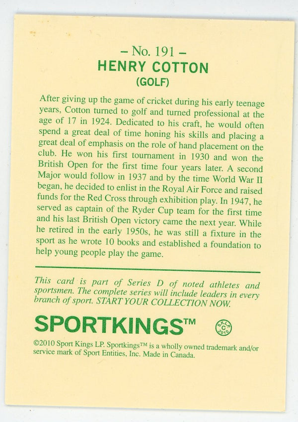 Henry Cotton 2010 Sport Kings Gum #191
