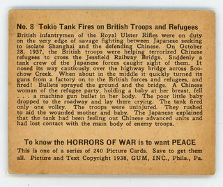Tokio Tank Fires on British Troops and Refugees Horrors Of War 1938 Gum #8 Card