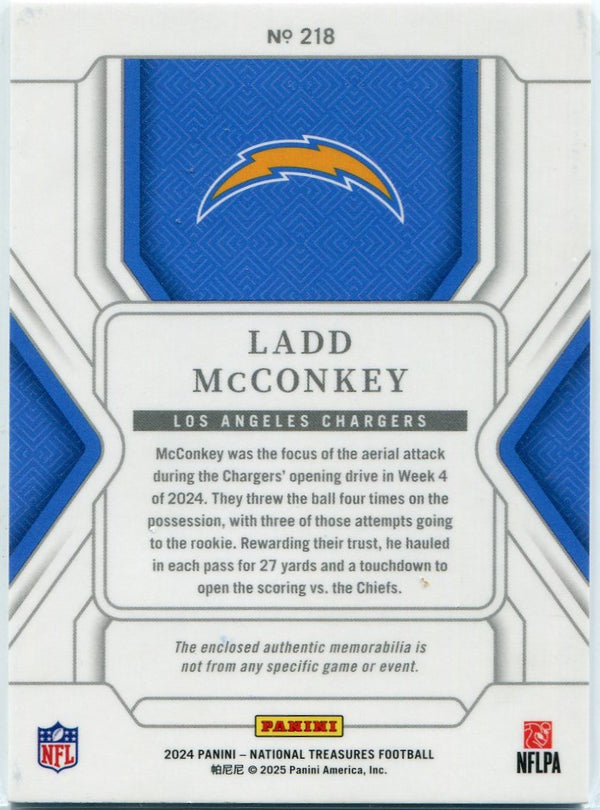 Ladd McConkey 2024 Panini National Treasures 3 Color Patch RC #218 8/99