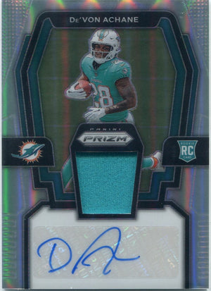 De'Von Achane 2023 Panini Prizm Jersey & Autographed Silver Prizm RC #RPA-DAC 47/99