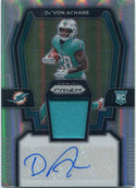De'Von Achane 2023 Panini Prizm Jersey & Autographed Silver Prizm RC #RPA-DAC 47/99