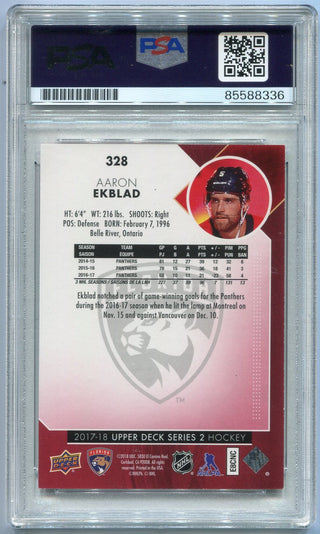 Aaron Ekblad Autographed 2017 - 2018 Upper Deck Exclusives Parallel Card #328 62/100 PSA/DNA Certified