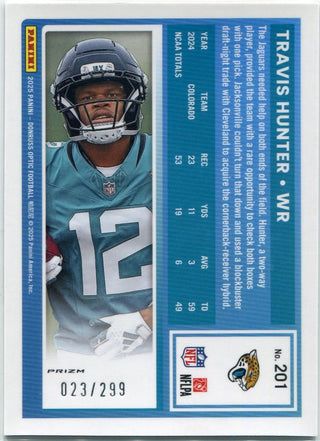 Travis Hunter 2025 Panini Donruss Optic Orange Prizm RC #201 23/299