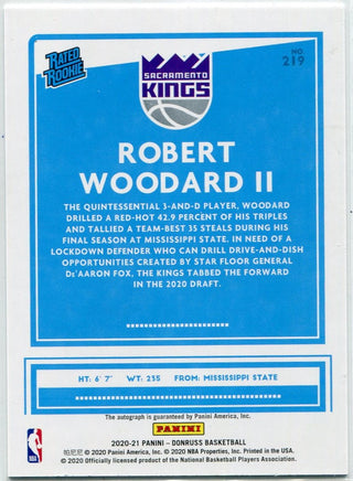 Robert Woodard II 2020 - 2021 Panini Donruss Rated Rookie AUTO Green Parallel RC #219