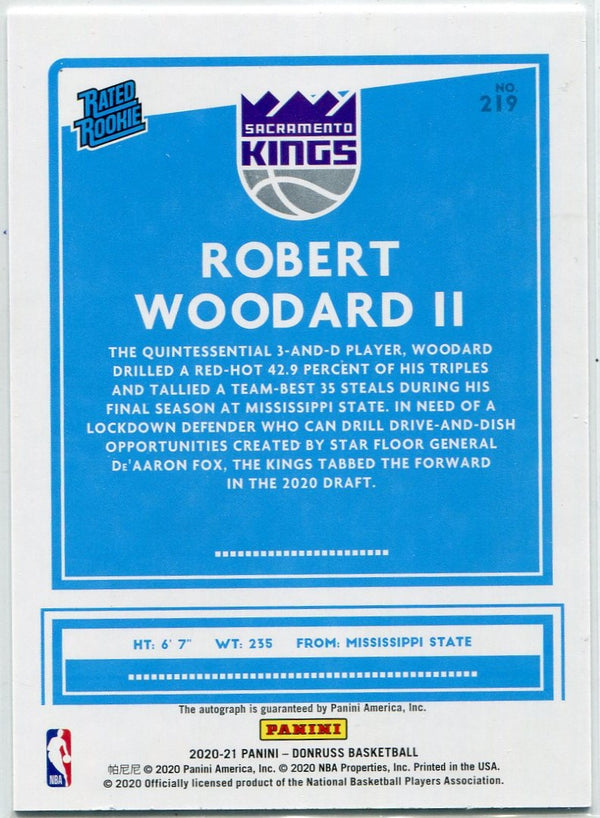 Robert Woodard II 2020 - 2021 Panini Donruss Rated Rookie AUTO Green Parallel RC #219