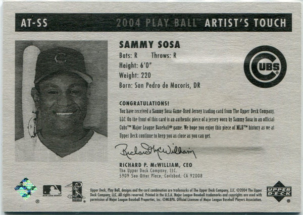 Sammy Sosa 2004 Upper Deck Play Ball Artist's Touch Jersey Card #AT-SS 213/250
