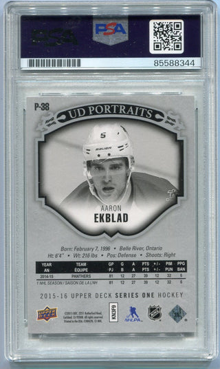 Aaron Ekblad Autographed 2015 - 2016 Upper Deck UD Portraits Card #P-38 PSA/DNA Certified