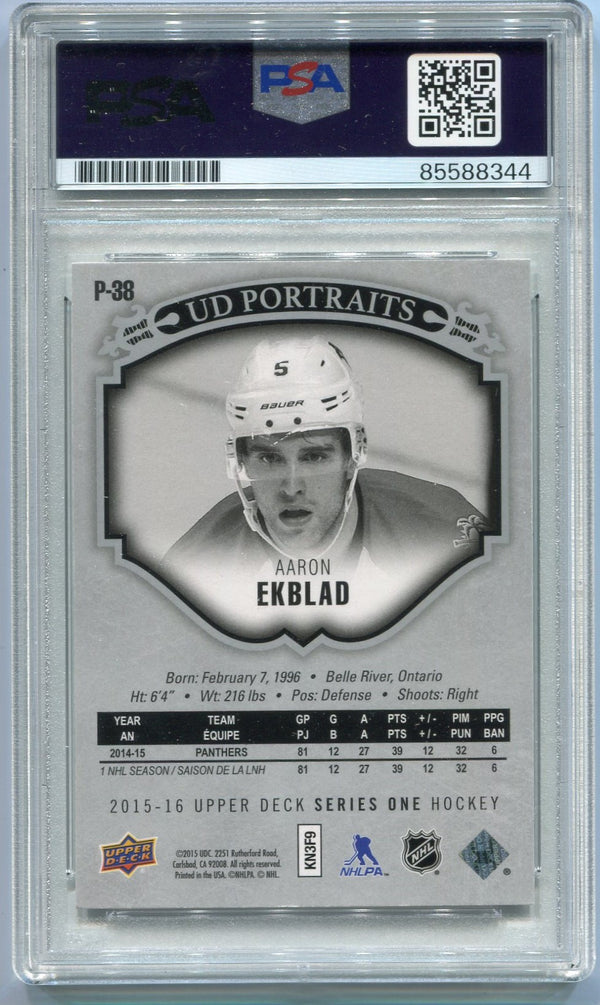 Aaron Ekblad Autographed 2015 - 2016 Upper Deck UD Portraits Card #P-38 PSA/DNA Certified