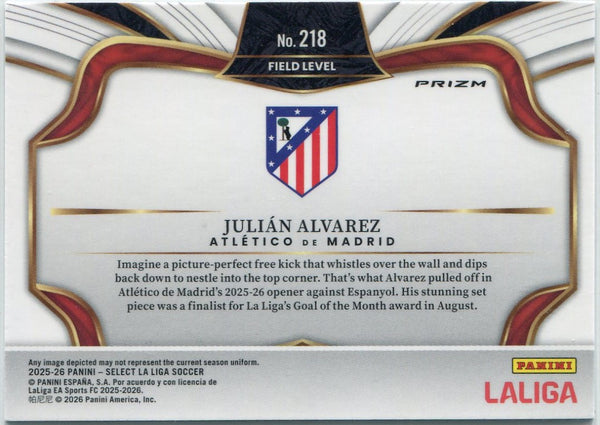 Julian Alvarez 2025 - 2026 Panini Select LaLiga Field Level Green Cracked Ice Card #218