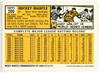 Mickey Mantle 1996 Topps Mickey Mantle Commemorative Set Card #13