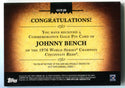 Johnny Bench 2012 Topps 1976 World Series Champions Pin Card /736