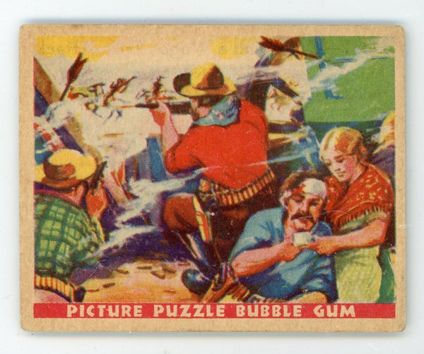 Defending a Wagon Train Attack Wild West Series Picture Puzzle Bubble Gum #2 Card