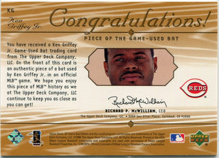 Ken Griffey Jr 2000 Upper Deck Game Used Bat Card #KG