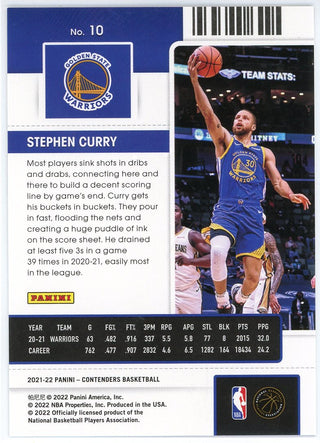 Steph Curry 2021-22 Panini Contenders Playoff Ticket Card #10