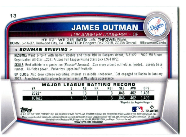 James Outman Bowman Chrome 2023 Rookie