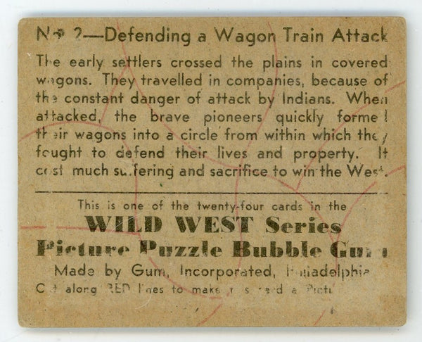 Defending a Wagon Train Attack Wild West Series Picture Puzzle Bubble Gum #2 Card