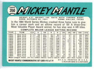 Mickey Mantle 1996 Topps Mickey Mantle Commemorative Set Card #15