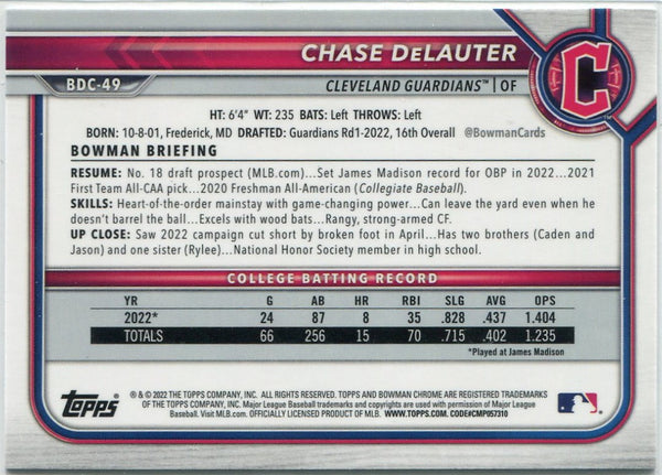 Chase DeLautier 2024 Bowman Draft Chrome RC #BDC-49