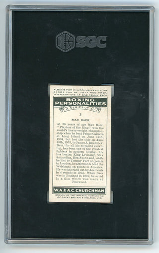 Max Baer 1938 Churchman's Cigarettes Boxing Personalities #3 SGC 2.5