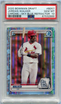 Jordan Walker 2020 Bowman Draft Chrome Sky Blue Refractor RC #BD57 PSA Graded 10