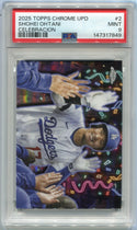 Shohei Ohtani 2025 Topps Chrome Update Celebracion Card #CT-2 PSA Graded 9