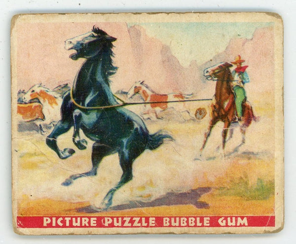 Roping Wild Horses Wild West Series Picture Puzzle Bubble Gum #21 Card