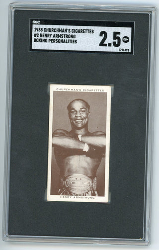 Henry Armstrong 1938 Churchman's Cigarettes Boxing Personalities #2 SGC 2.5