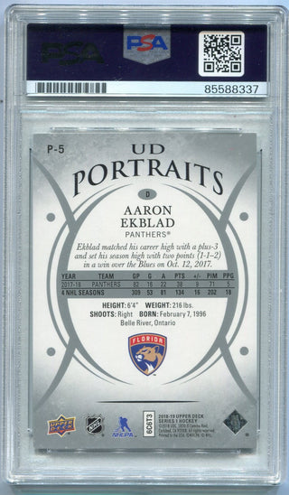 Aaron Ekblad Autographed 2018 - 2019 Upper Deck UD Portraits Card #P-5 PSA/DNA Certified